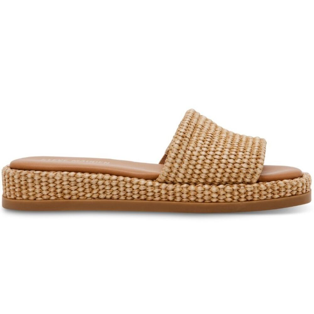 Steve Madden Women's Boardwalk Espadrille Slide Sandals Natural Raffia Size 10 - Picture 2 of 5